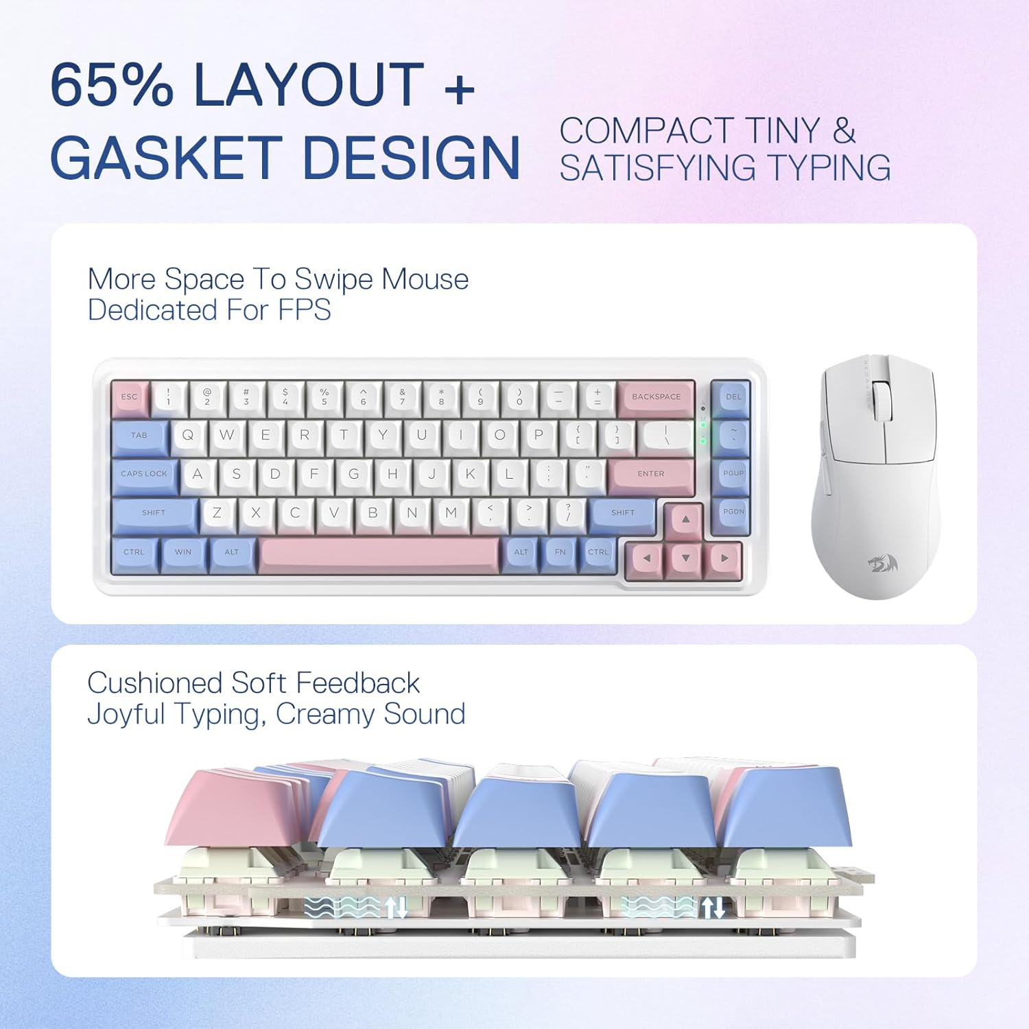 Redragon NOVA K709 PRO 65% Wireless Gasket RGB Gaming Keyboard Redragon NOVA K709 PRO 65% Wireless Gasket RGB Gaming Keyboard